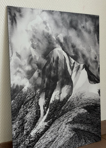 reproduction peinture noir et blanc du Cagire sur de l'aluminium dibond au format 60 x 80 cm pour une oeuvre d'art grand format rigide et à l'épreuve du temps