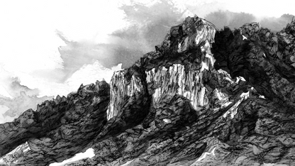 Focus sur les détails de la peinture du rocher de pene nère dans les Pyrénées vers la vallée d'Arbas 
