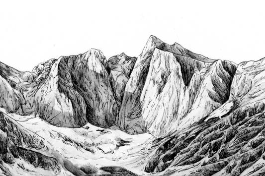 Le Vignemale, Tirage d’art panoramique 20 x 60 cm édition limitée, Encre de chine